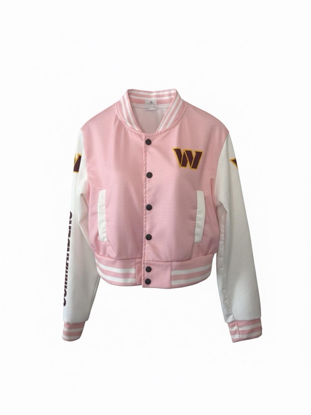 Women's Pink & White Washington Commanders Cropped Jacket.